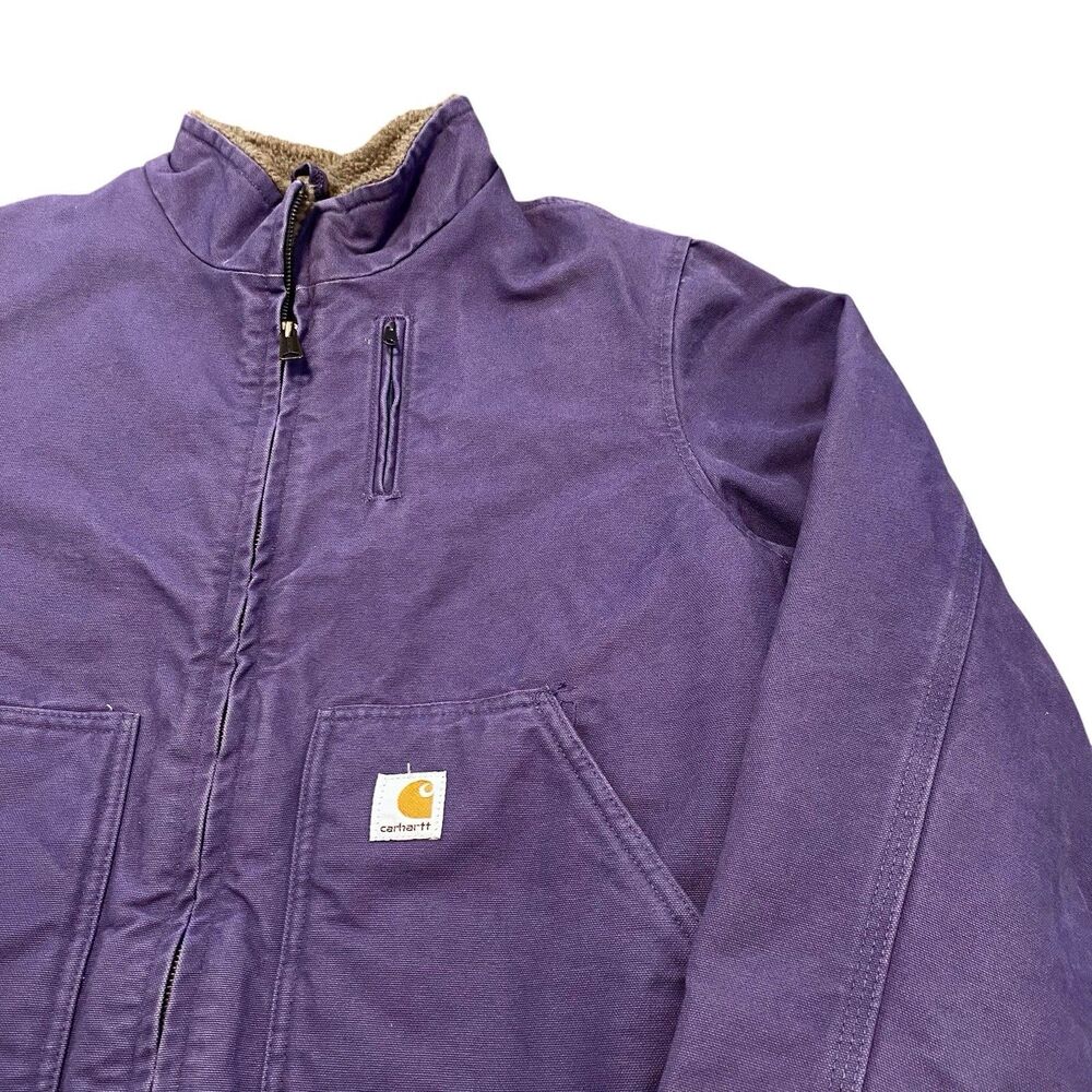 Women’s Carhartt Jacket Coat WJ022 GPE Purple Vintage Style XL Sherpa IRREGULAR